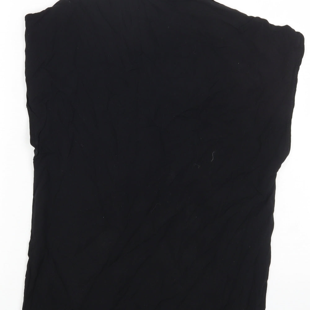 PRO PIA GRANDE Womens Black Viscose Basic T-Shirt Size M V-Neck