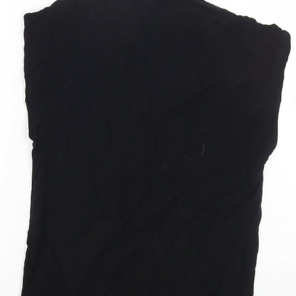PRO PIA GRANDE Womens Black Viscose Basic T-Shirt Size M V-Neck