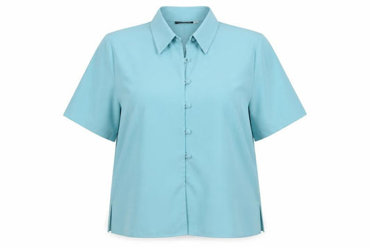 Peaches Womens Blue Polyester Basic Button-Up Size 16 Collared