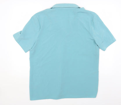 Peaches Womens Blue Polyester Basic Button-Up Size 16 Collared