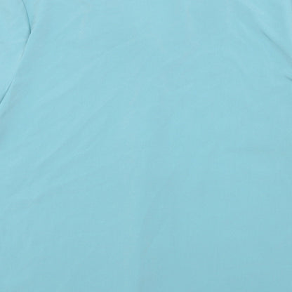Peaches Womens Blue Polyester Basic Button-Up Size 16 Collared