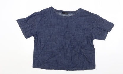 Autograph Womens Black Cotton Basic Polo Size 12 Round Neck