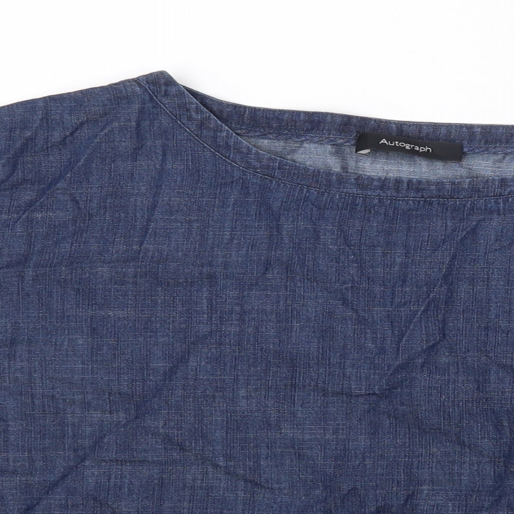 Autograph Womens Black Cotton Basic Polo Size 12 Round Neck