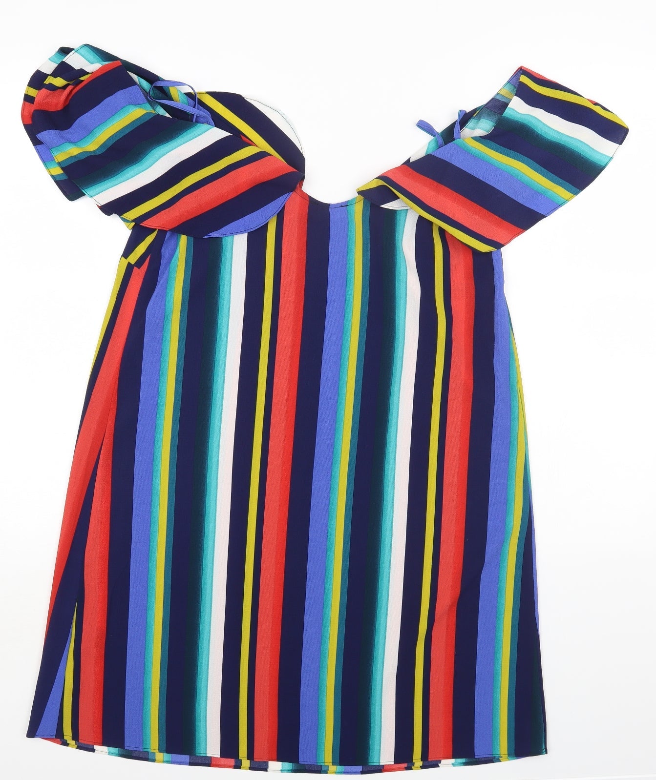 Papaya Womens Multicoloured Striped Polyester Basic Blouse Size 12 Off the Shoulder