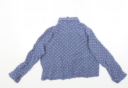 Womens UK Size 10 Divided by H&M Blue Basic Button-Up