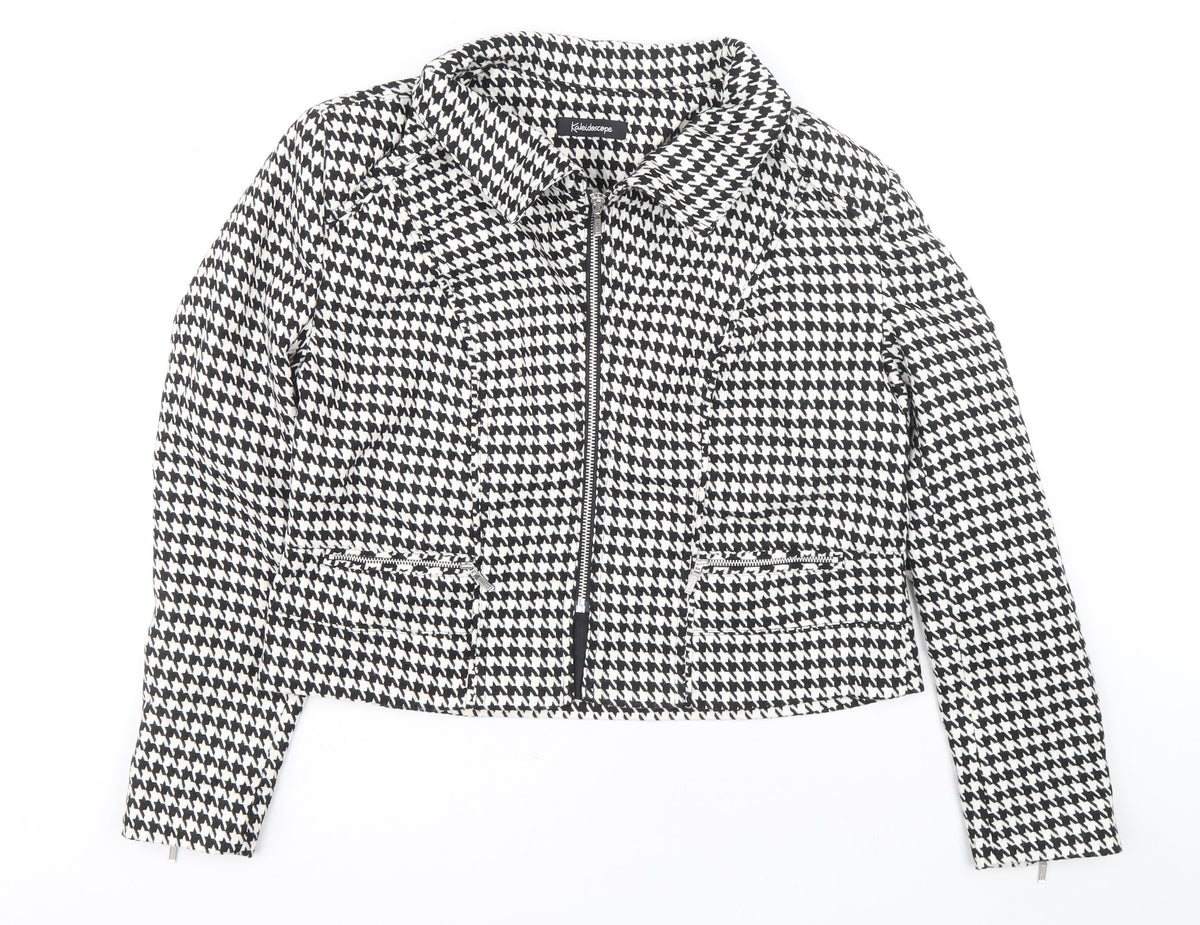 kaladescope Womens White Geometric Jacket Size 18 Zip