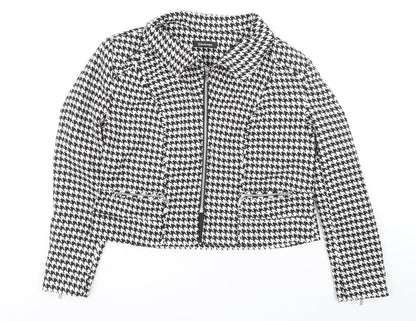 kaladescope Womens White Geometric Jacket Size 18 Zip