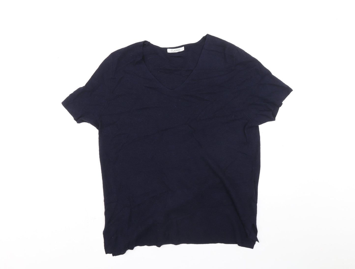 Classic Womens Blue Round Neck Polyamide Pullover Jumper Size 16