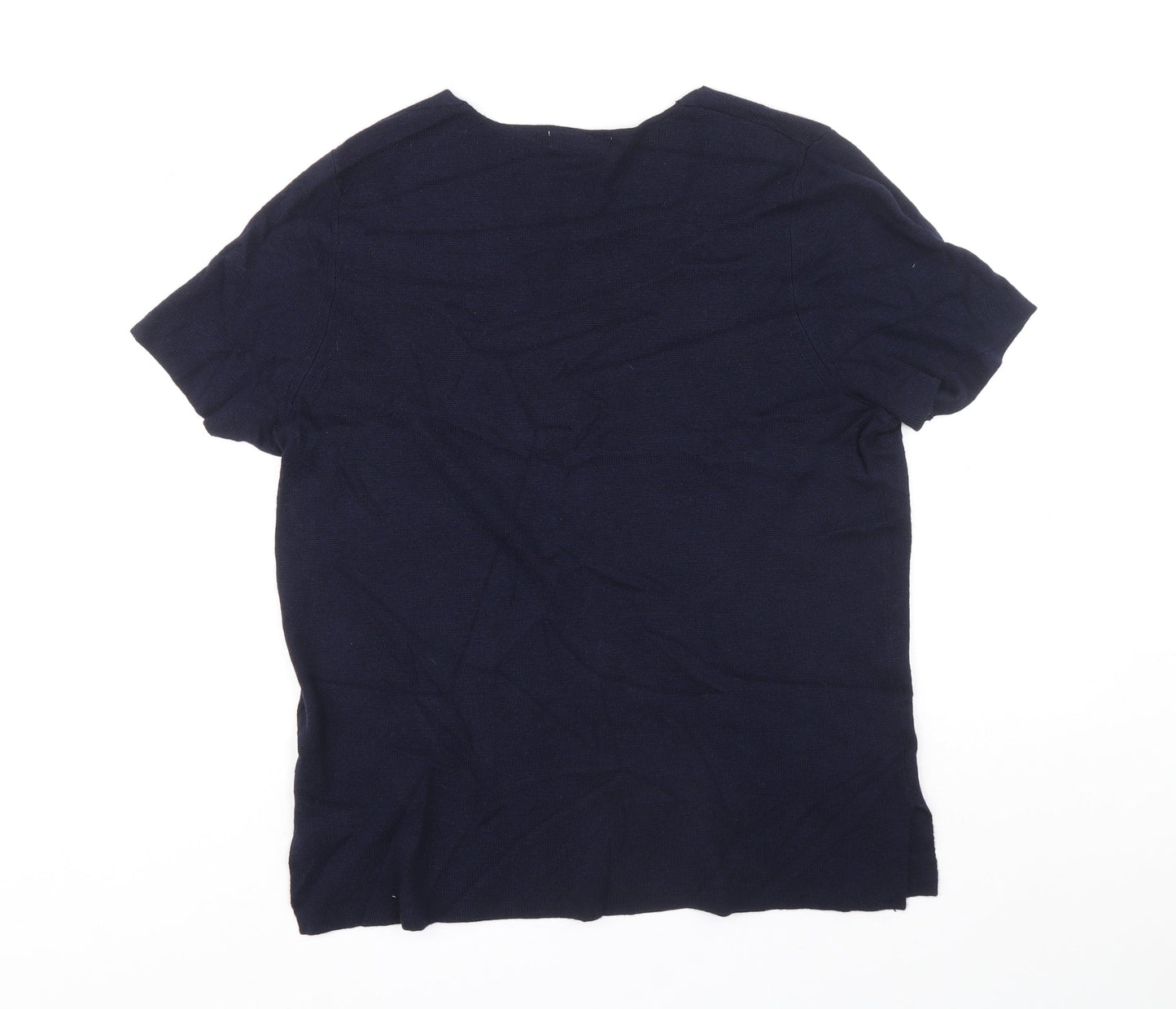 Classic Womens Blue Round Neck Polyamide Pullover Jumper Size 16