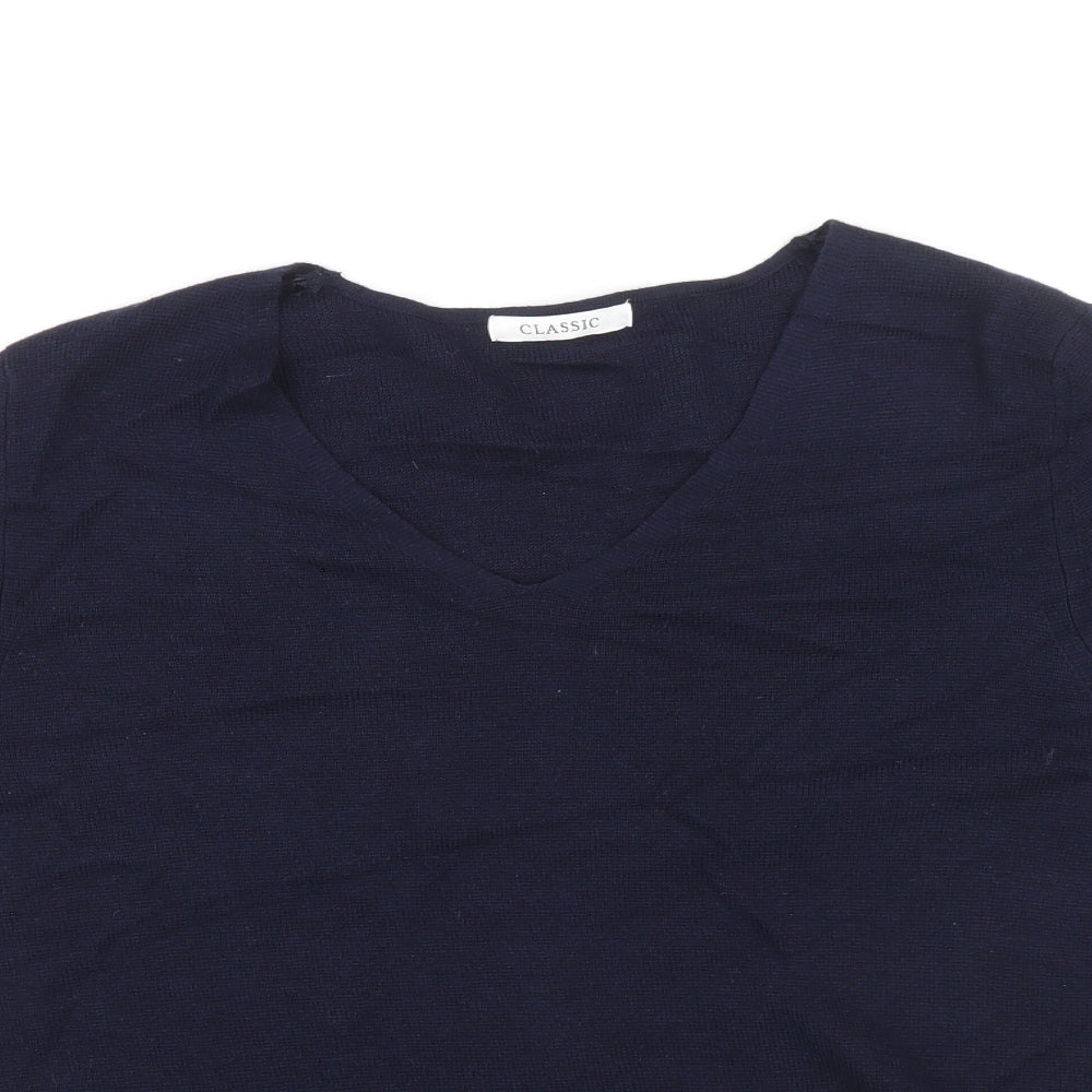 Classic Womens Blue Round Neck Polyamide Pullover Jumper Size 16