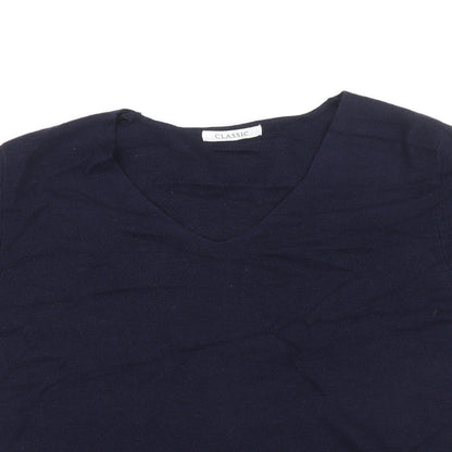 Classic Womens Blue Round Neck Polyamide Pullover Jumper Size 16