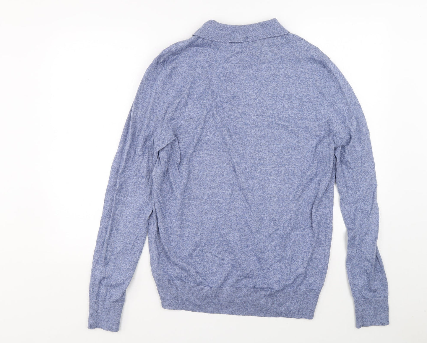 Brave Soul Mens Blue Collared Cotton Pullover Jumper Size L