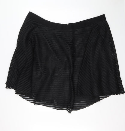 New Look Womens Black Polyester A-Line Skirt Size 32 Zip