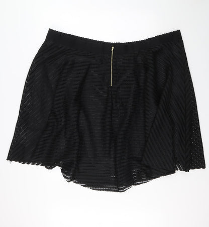 New Look Womens Black Polyester A-Line Skirt Size 32 Zip