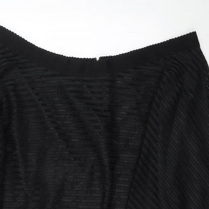 New Look Womens Black Polyester A-Line Skirt Size 32 Zip