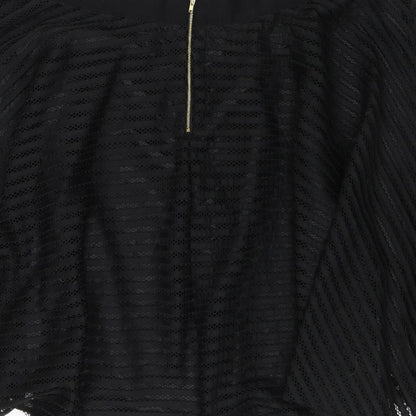 New Look Womens Black Polyester A-Line Skirt Size 32 Zip