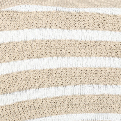 F&F Womens Beige Boat Neck Striped Acrylic Pullover Jumper Size 18