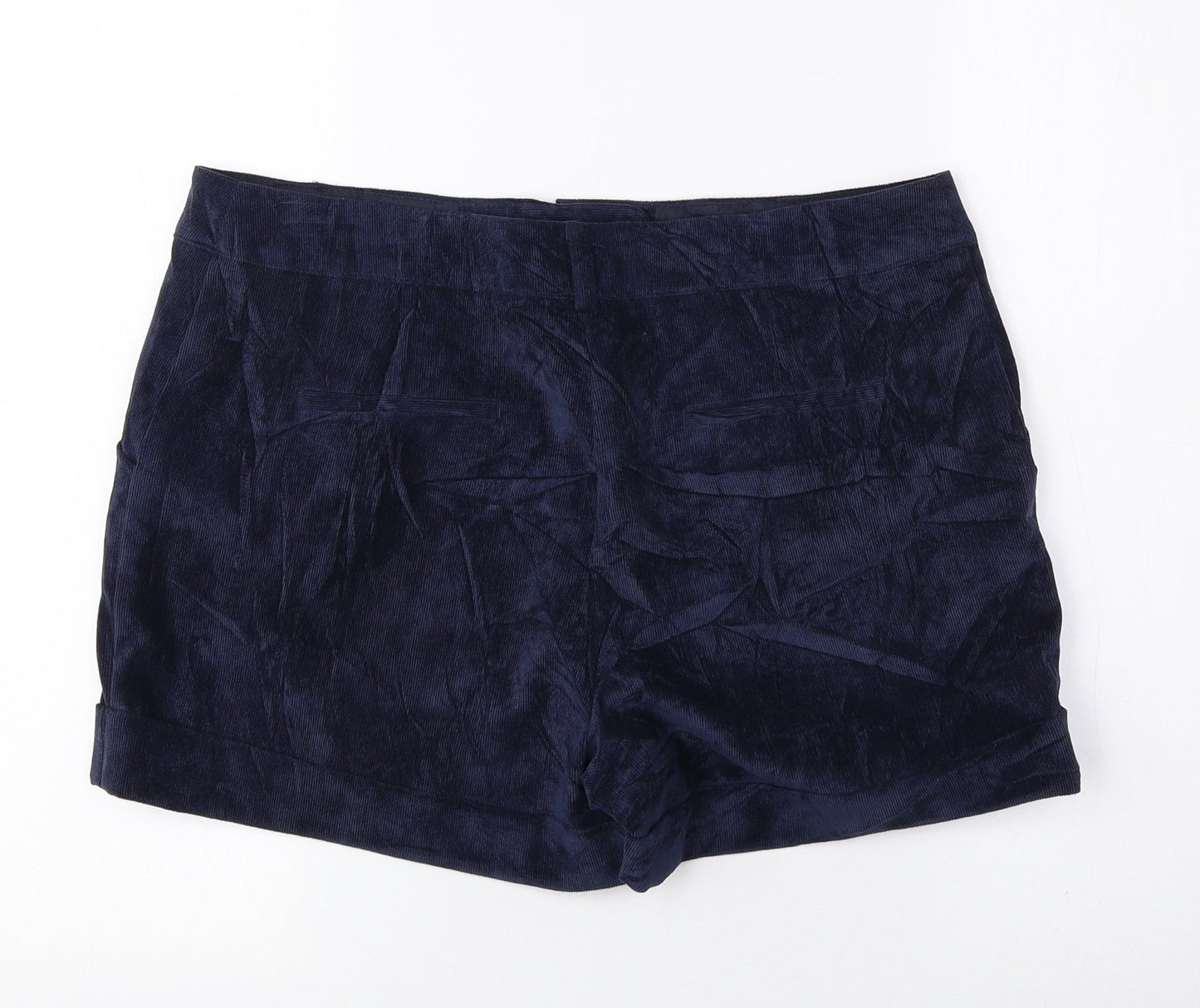 Dunnes Stores Womens Blue Polyester Hot Pants Shorts Size 12 Regular Hook & Loop