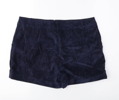 Dunnes Stores Womens Blue Polyester Hot Pants Shorts Size 12 Regular Hook & Loop