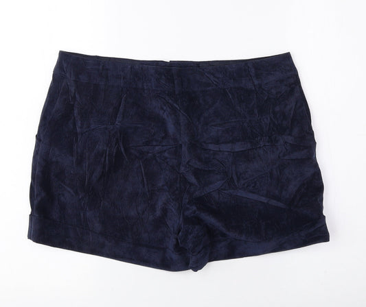 Dunnes Stores Womens Blue Polyester Hot Pants Shorts Size 12 Regular Hook & Loop