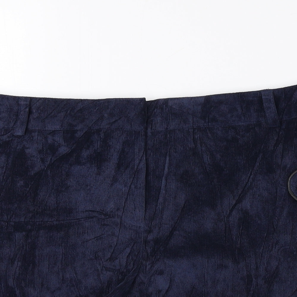 Dunnes Stores Womens Blue Polyester Hot Pants Shorts Size 12 Regular Hook & Loop