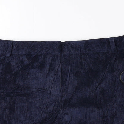 Dunnes Stores Womens Blue Polyester Hot Pants Shorts Size 12 Regular Hook & Loop
