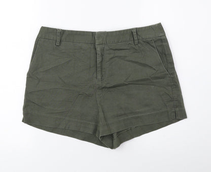 FOREVER 21 Womens Green Cotton Hot Pants Shorts Size M Regular Hook & Loop