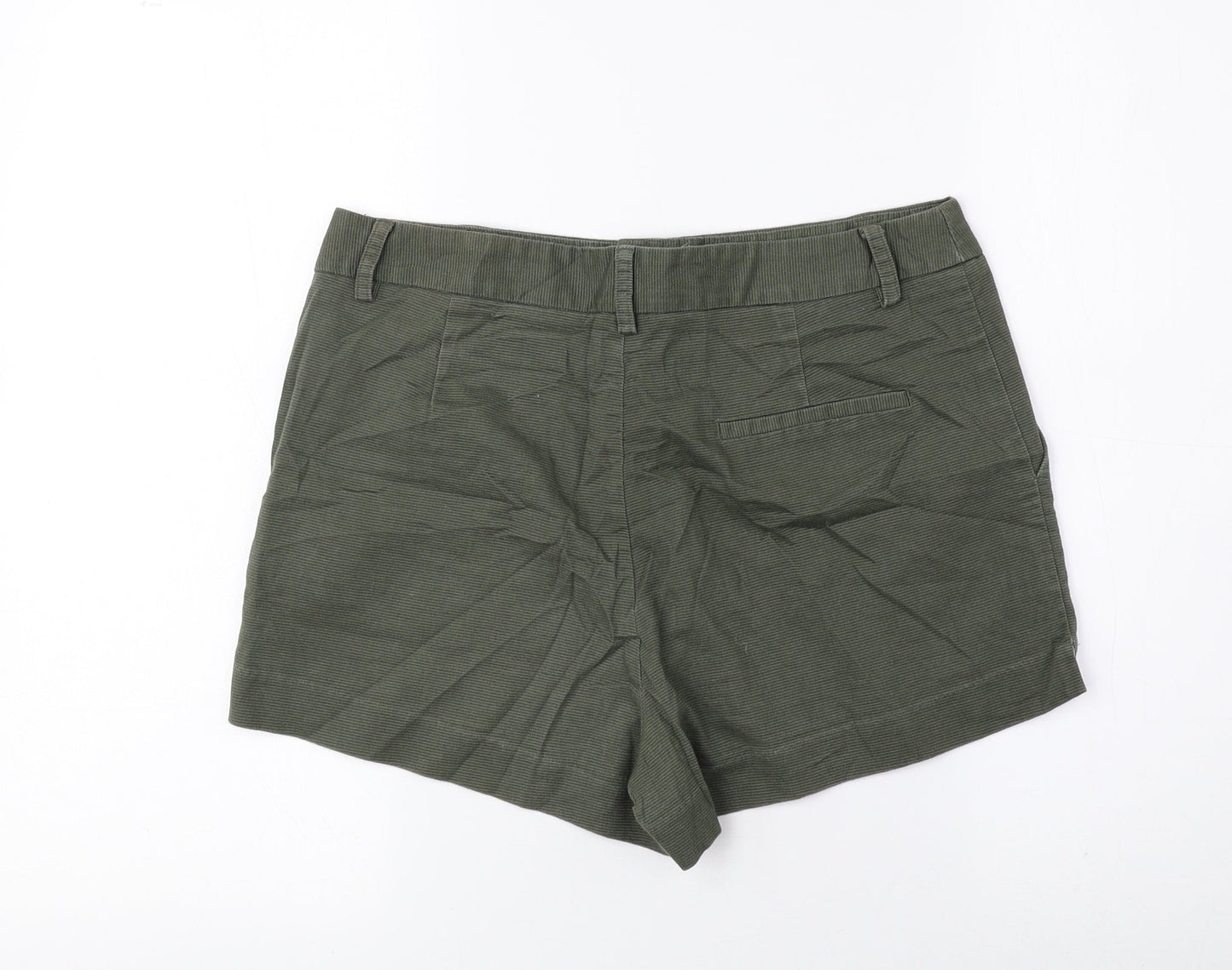 FOREVER 21 Womens Green Cotton Hot Pants Shorts Size M Regular Hook & Loop