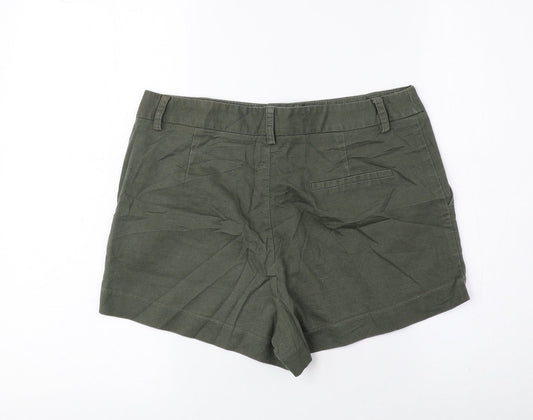 FOREVER 21 Womens Green Cotton Hot Pants Shorts Size M Regular Hook & Loop