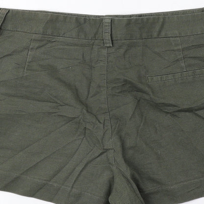 FOREVER 21 Womens Green Cotton Hot Pants Shorts Size M Regular Hook & Loop