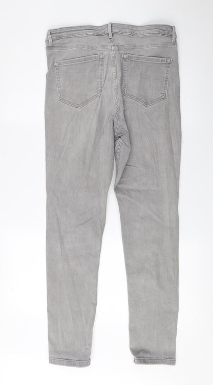 Marks and Spencer Womens Grey Cotton Skinny Jeans Size 12 L27 in Regular Zip