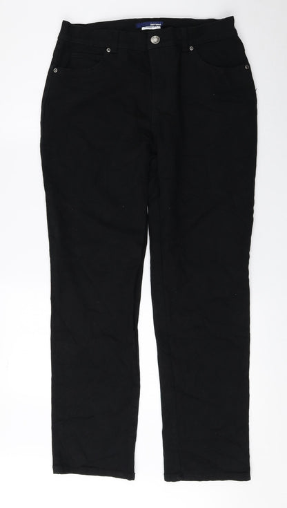 Basic Editions Womens Black Cotton Tapered Jeans Size 8 L28 in Regular Zip