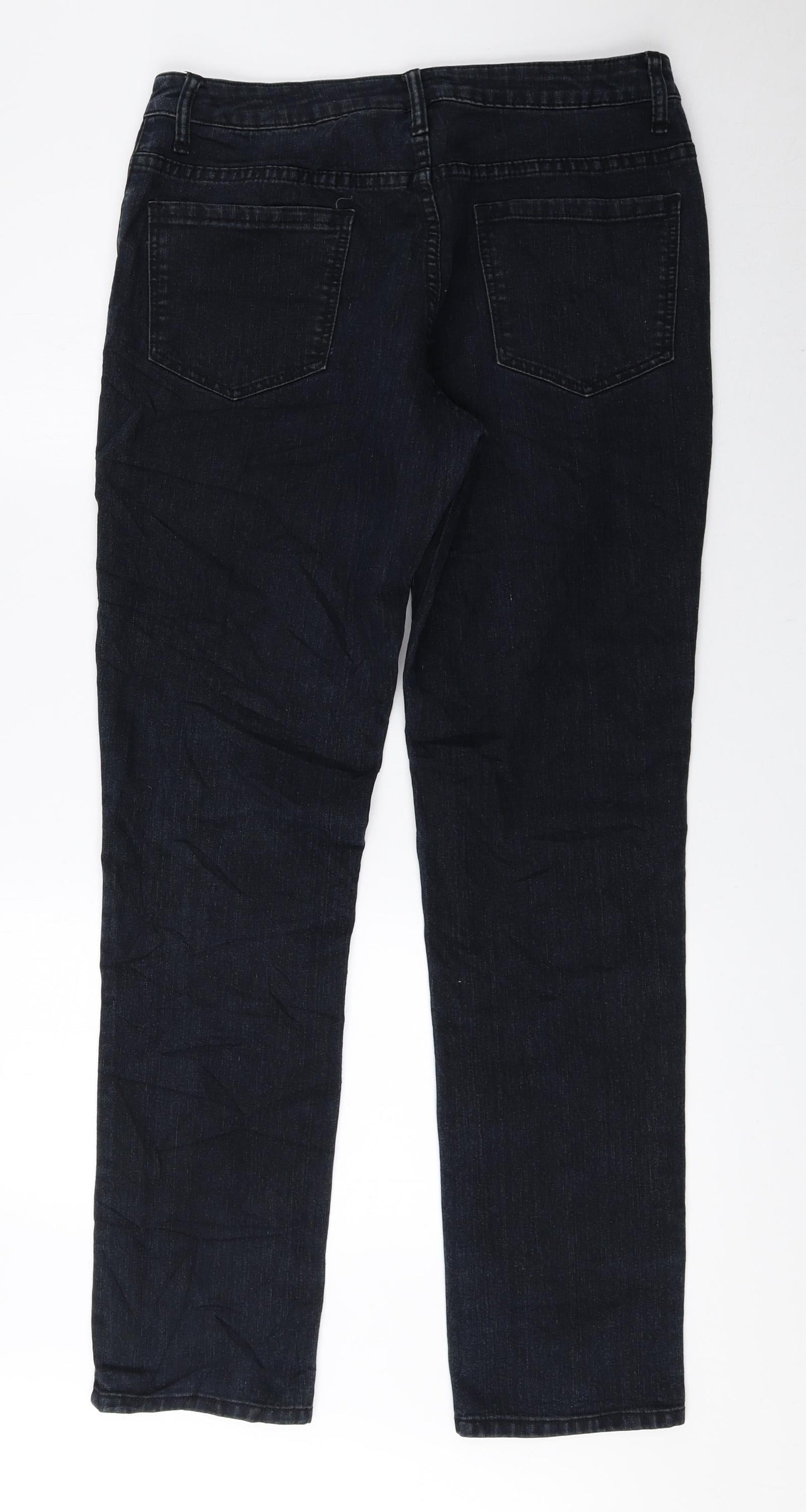 LEXI Womens Black Cotton Straight Jeans Size 10 L30.5 in Regular Zip