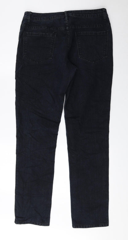 LEXI Womens Black Cotton Straight Jeans Size 10 L30.5 in Regular Zip