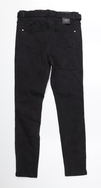 Power World Womens Black Cotton Skinny Jeans Size 10 L26 in Regular Zip