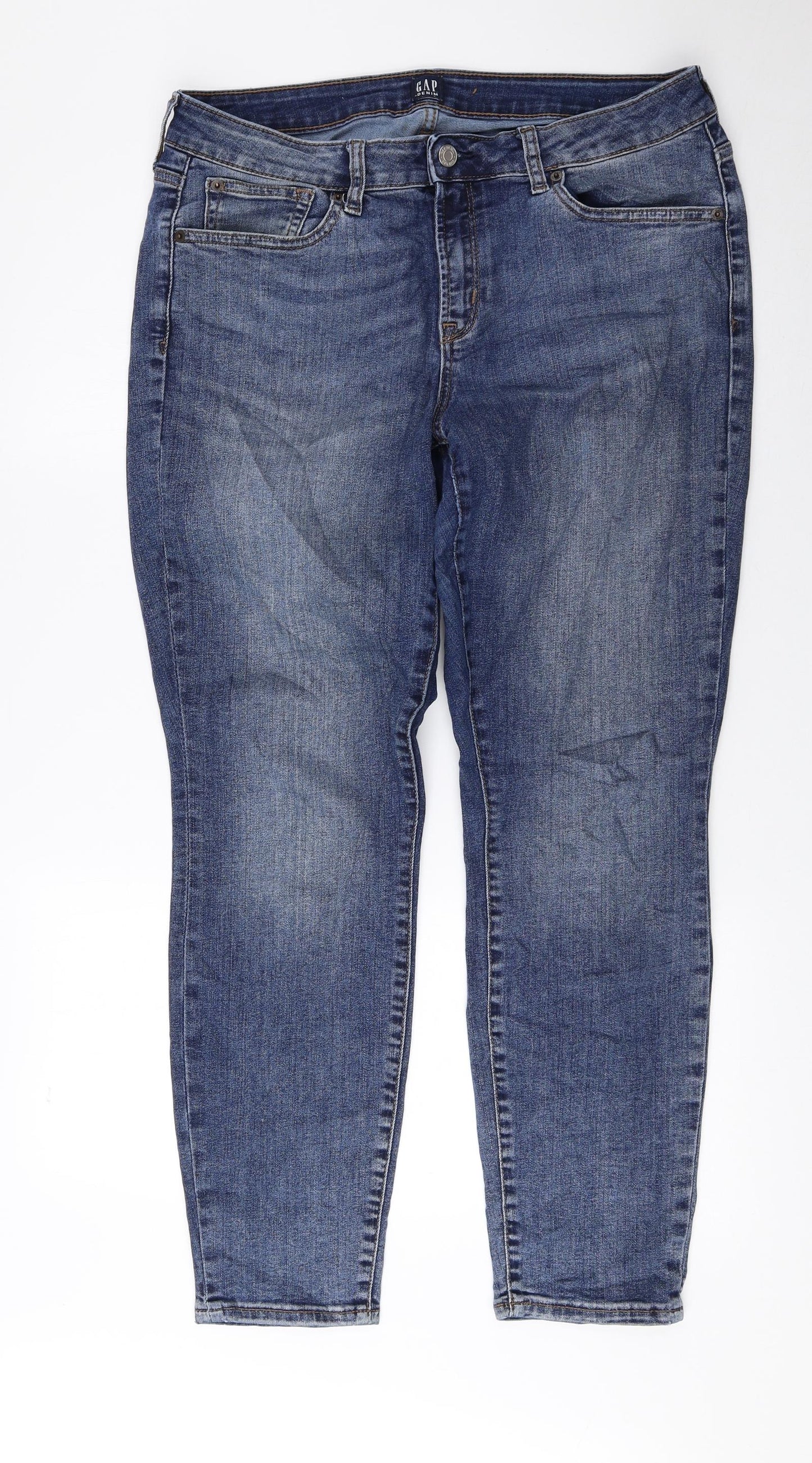 Gap Mens Blue Cotton Tapered Jeans Size 32 in L27 in Regular Zip