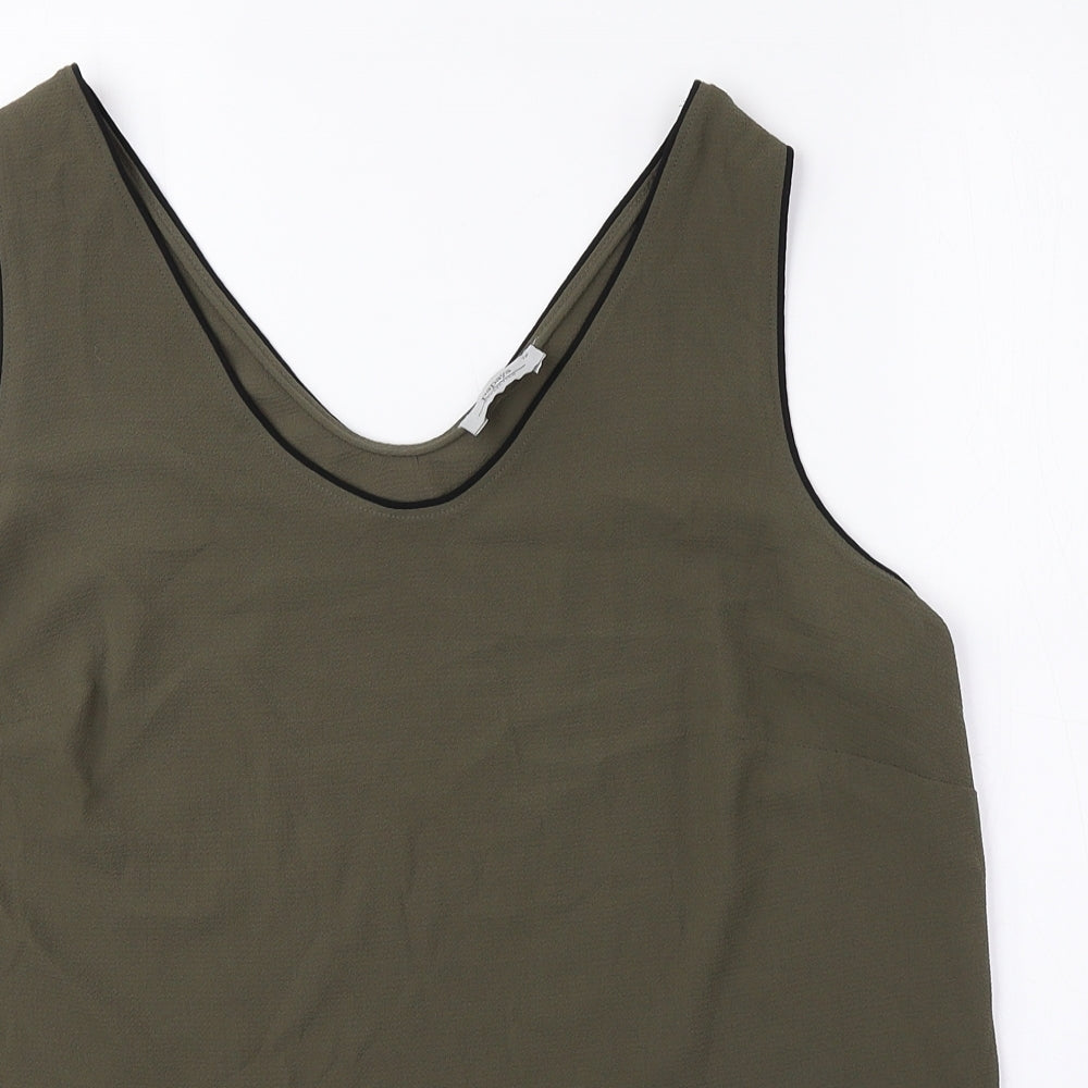 Papaya Womens Green Polyester Basic Tank Size 12 V-Neck