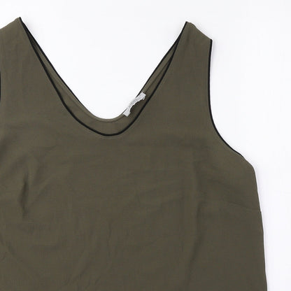Papaya Womens Green Polyester Basic Tank Size 12 V-Neck