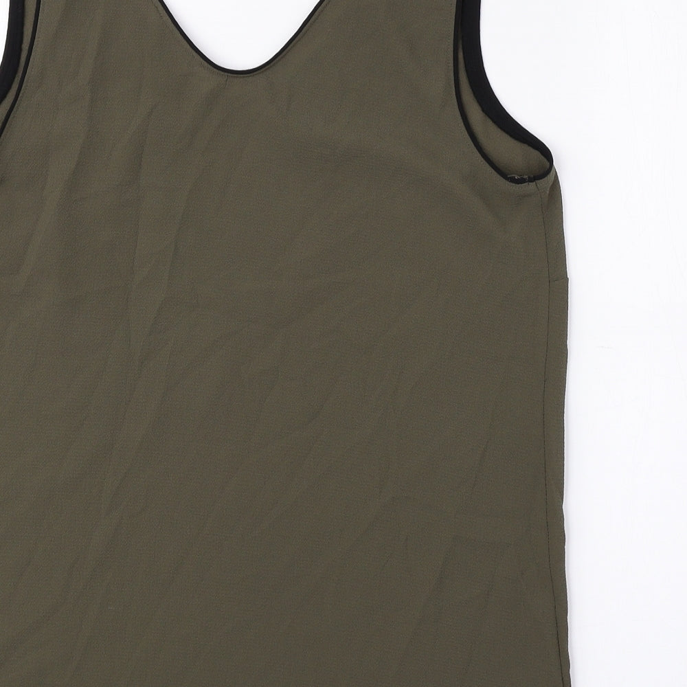 Papaya Womens Green Polyester Basic Tank Size 12 V-Neck