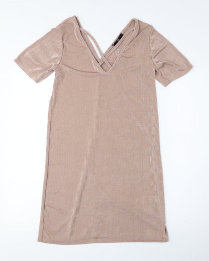 Missguided Womens Pink Polyester A-Line Size 6 V-Neck Pullover