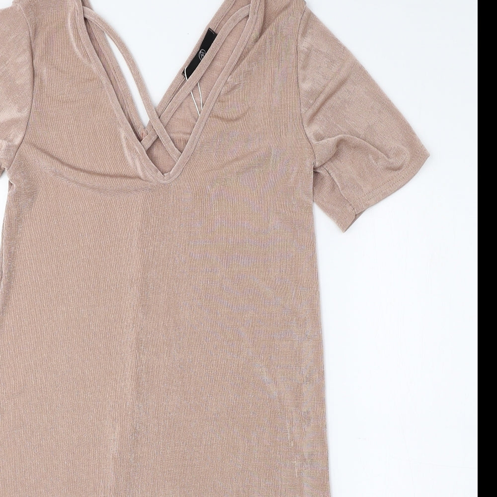 Missguided Womens Pink Polyester A-Line Size 6 V-Neck Pullover