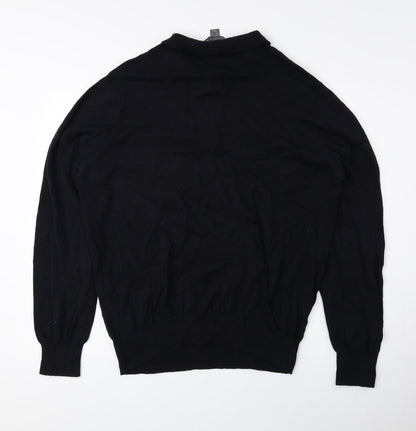 Cedar Wood State Mens Black Collared Cotton Pullover Jumper Size XL