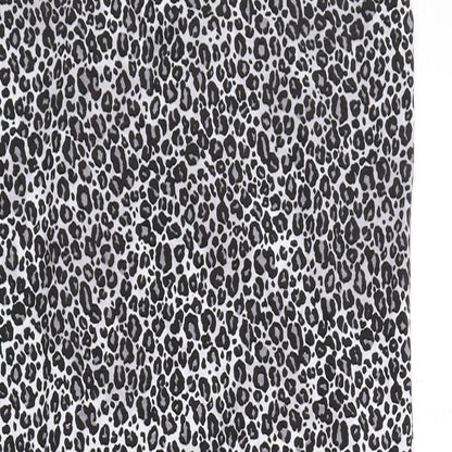 PRETTYLITTLETHING Womens Black Animal Print Polyester Tank Dress Size 12 Sweetheart Pullover - Cheetah Print