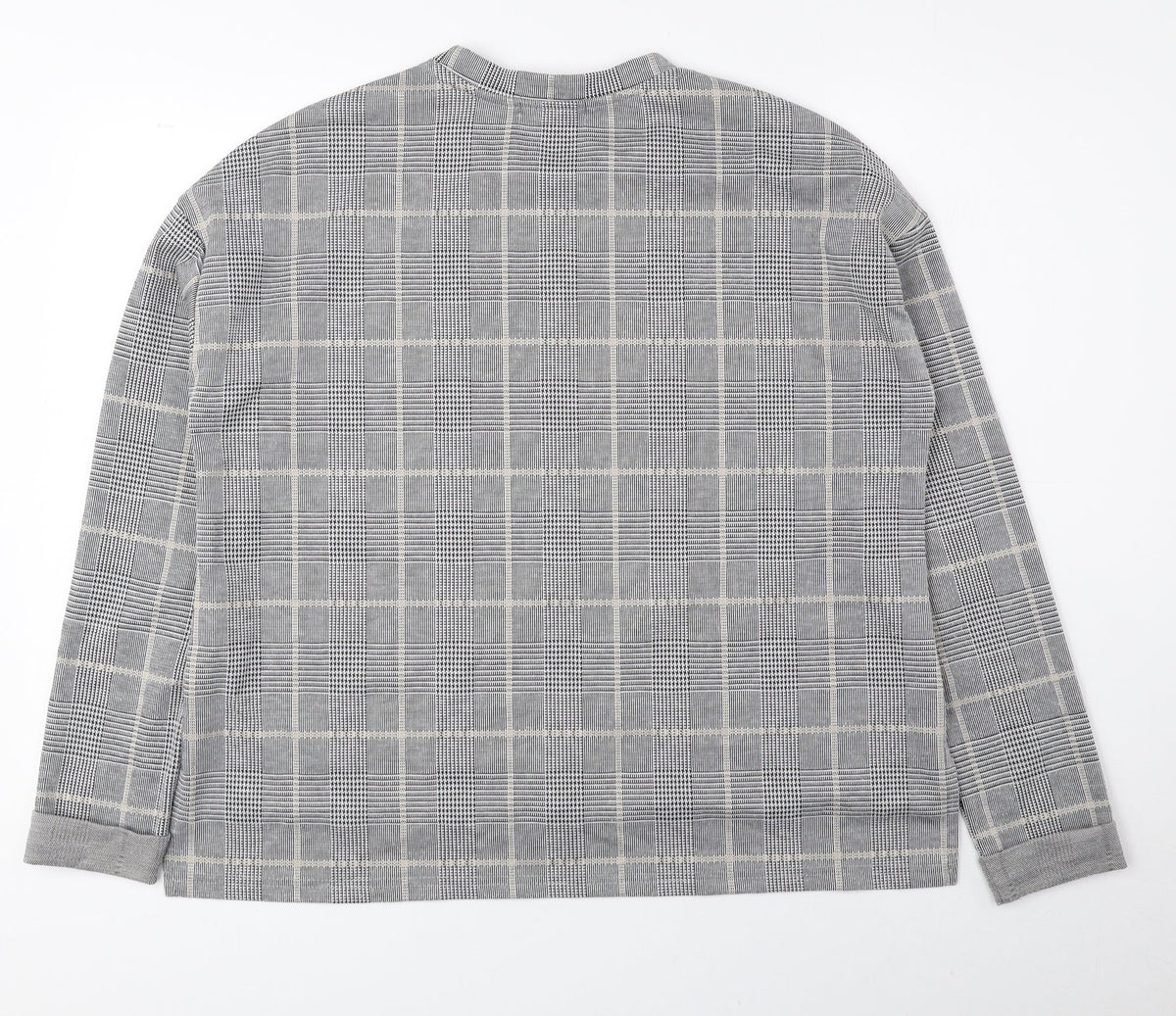 Primark Womens Grey Plaid Polyester Pullover Sweatshirt Size S Pullover