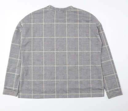 Primark Womens Grey Plaid Polyester Pullover Sweatshirt Size S Pullover