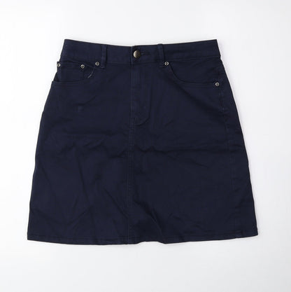 TU Womens Blue Cotton Mini Skirt Size 8 Zip