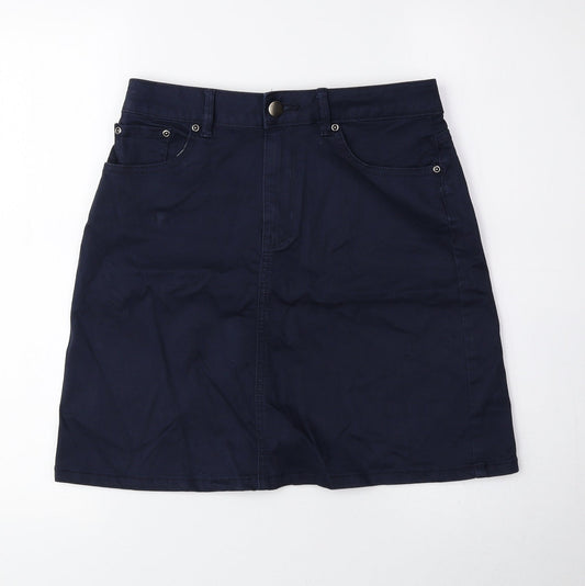 TU Womens Blue Cotton Mini Skirt Size 8 Zip