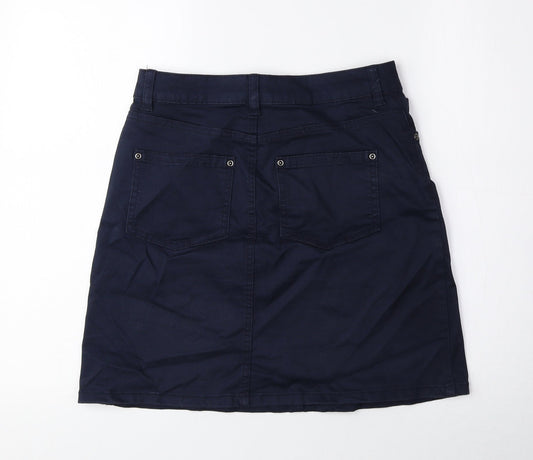 TU Womens Blue Cotton Mini Skirt Size 8 Zip