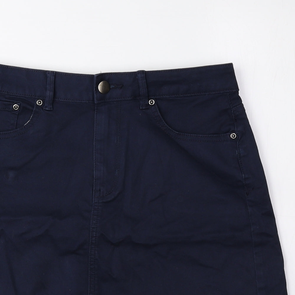 TU Womens Blue Cotton Mini Skirt Size 8 Zip