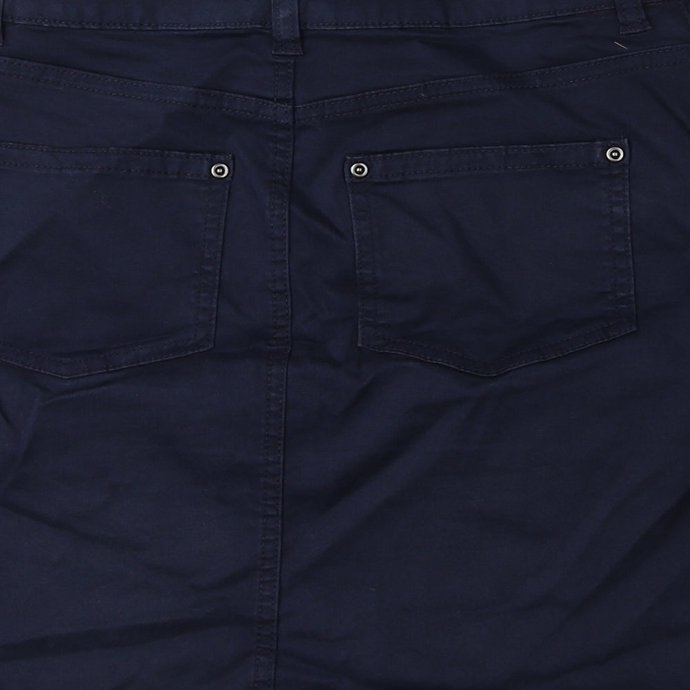 TU Womens Blue Cotton Mini Skirt Size 8 Zip